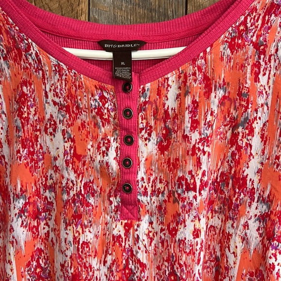 Bit and bridle multicolored blouse 100% rayon fabric in front size XL - Picture 3 of 6